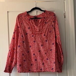 Talbots Red and Blue Patterned Blouse